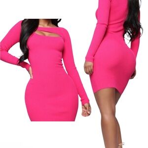 Pink Long Sleeve Dress Small stretchy fits medium